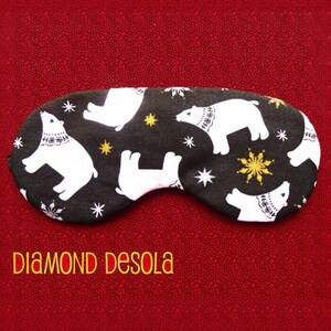 Augen Schlafmaske Eisbär Weiche Baumwolle Relax Verdunkelung UK Made Winter Gold Metallic Festliche Weihnachten Santa Tier Geschenk Strumpffüller