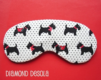 Eye Sleep Mask Scottie Dog Terrier Soft Cotton Travel Flight Gift Blackout Blindfold Relax Comfortable UK Made