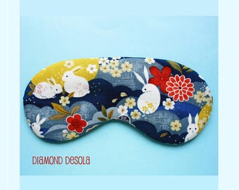 Eye Sleep Mask Rabbit Moon Bunny Soft Cotton Travel Light Blocking Self Care Gift Blackout Relax Mindful  UK Made Easter Sleeping Bedroom