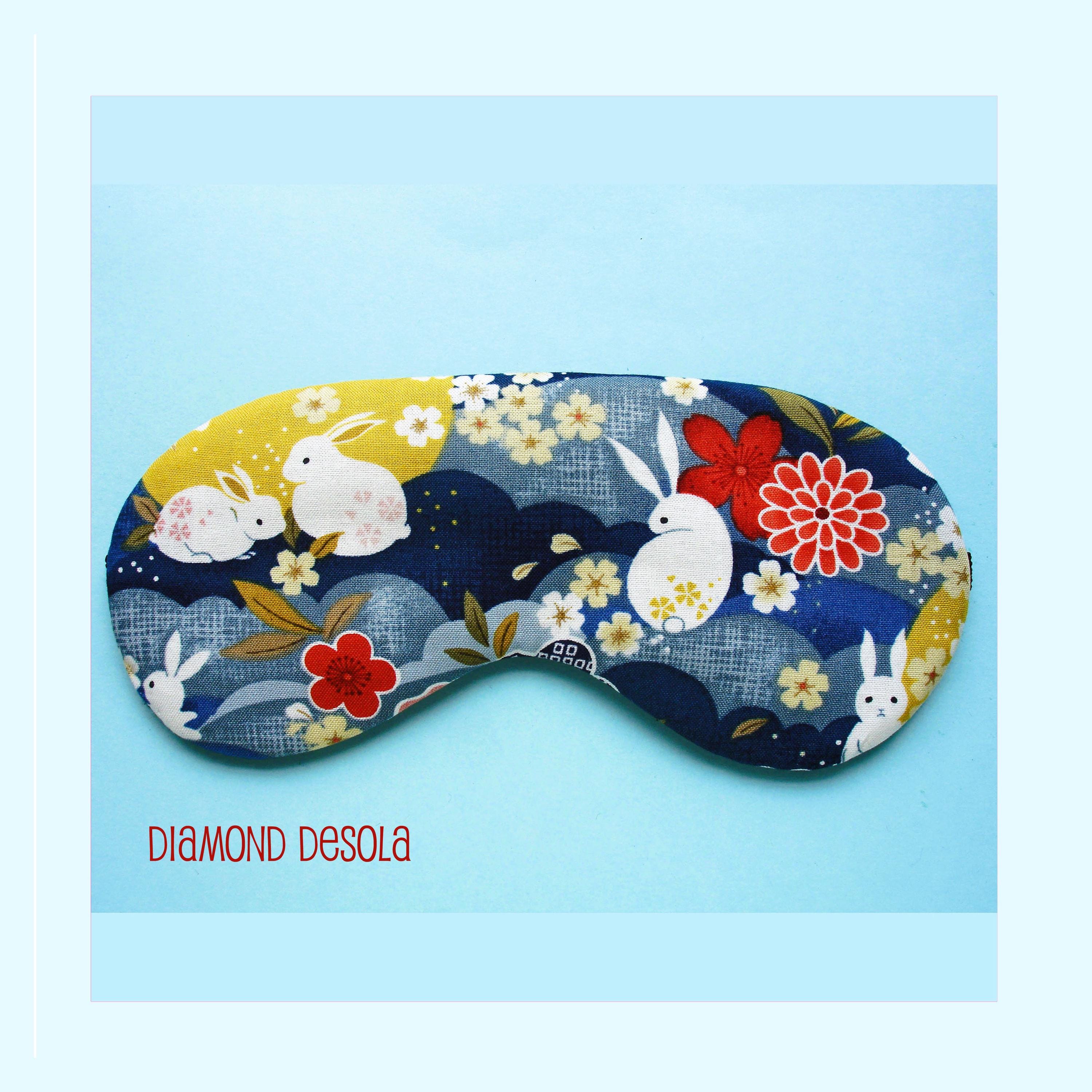 Eye Sleep Mask Rabbit Moon Bunny Soft Cotton Travel Light Blocking Self Care Gift Blackout Relax Mindful UK Made Easter Sleeping Bedroom