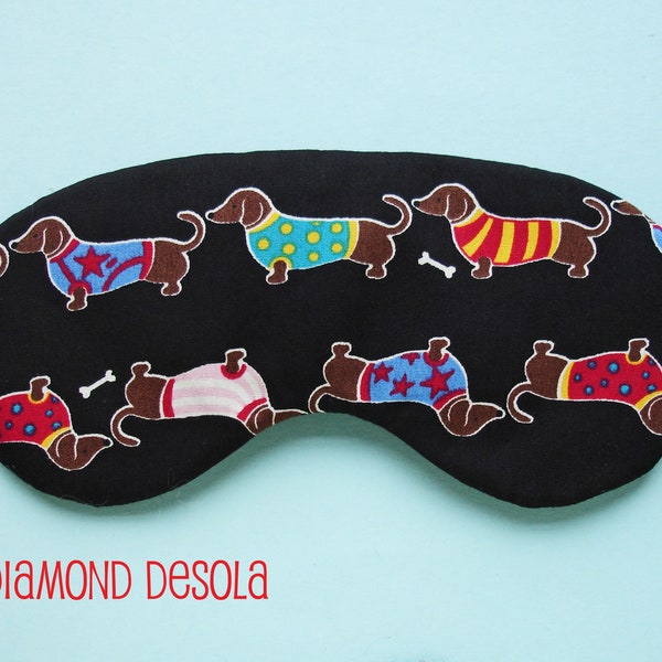 Eye Sleep Mask Dachshund Soft Cotton Blackout Relax Sausage Dog  Lovers Gift Blindfold Meditation UK Made