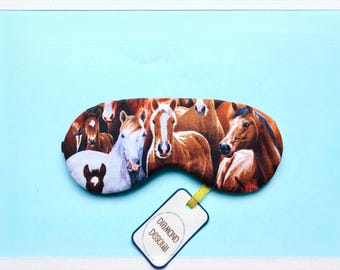 Horse Print Sleep Mask, Soft Cotton Travel Eye Mask, UK Made