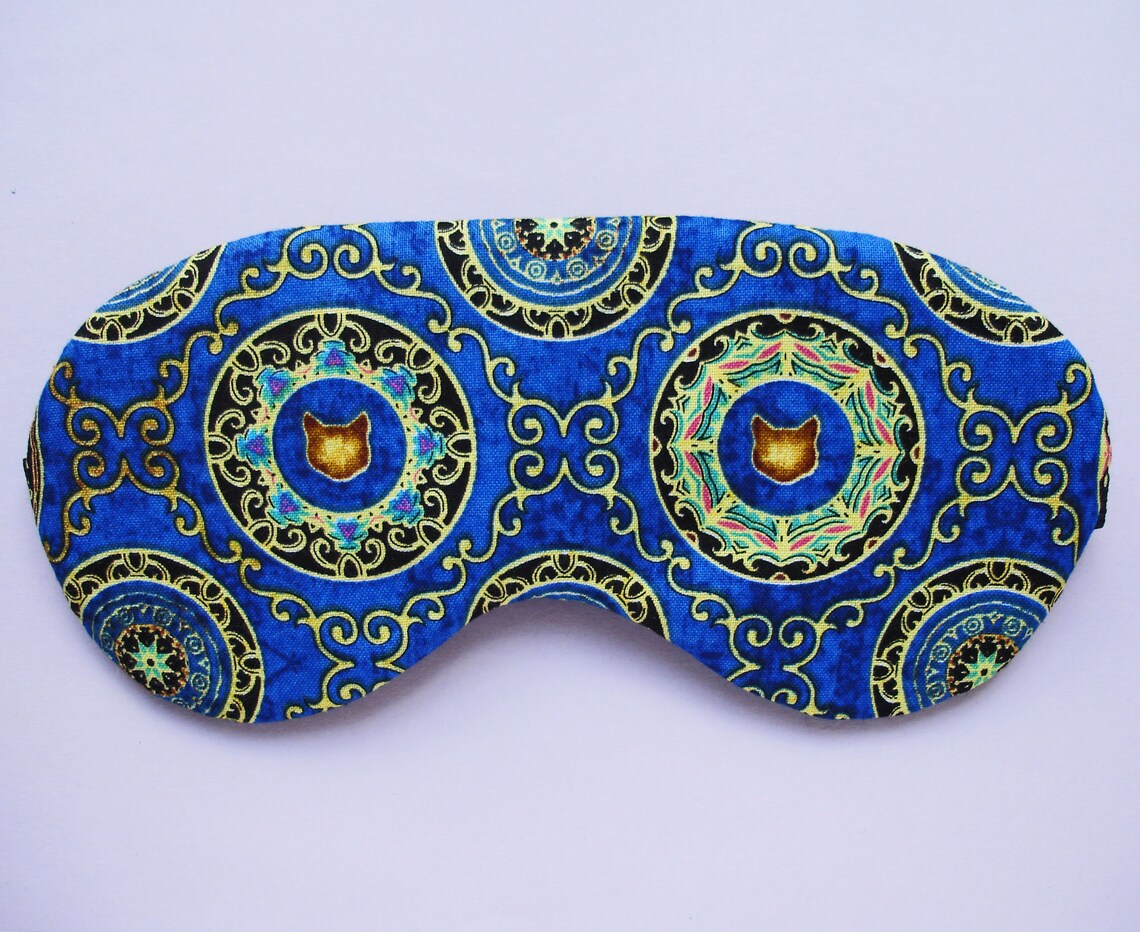 Eye Sleep Mask Cats Blue Gold Baroque Cotton Tile Print . Etsy