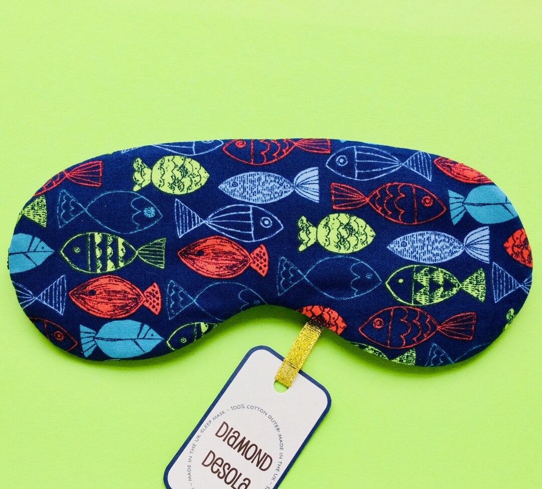Eye Sleep Mask Soft Cotton Fish Sealife Ocean Blackout Relax Blindfold