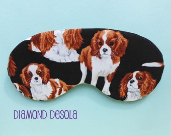 Augen Schlafmaske Cavalier King Charles Spaniel Hund Baumwolle Druck Blackout, Augenbinde Entspannung Schlafen & Krönung Geschenk UK Made