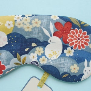 Eye Sleep Mask Rabbit Moon Bunny Soft Cotton Travel Gift Blackout Relax Mindful Serenity Gift UK Made Easter image 5