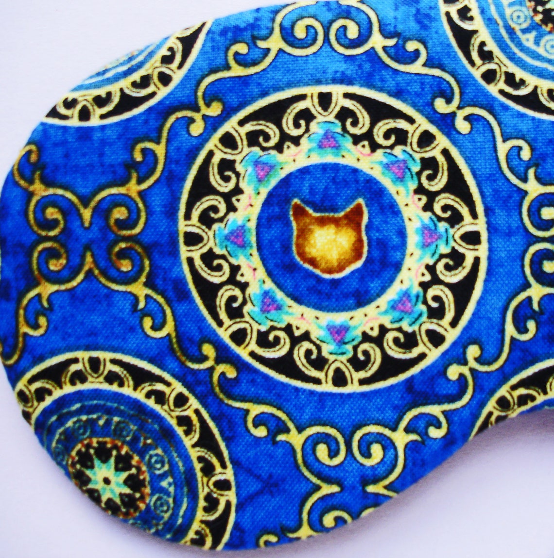 Eye Sleep Mask Cats Blue Gold Baroque Cotton Tile Print . Etsy