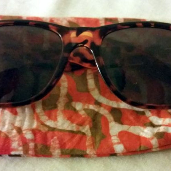 African Batik Fabric Eyeglass Case, Sunglass Case, Eyewear Case