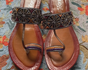 Pakistani  Ethnic Ladies Kolhapuri Sandals Boho Footwear  Shoes Size 5 Chapal