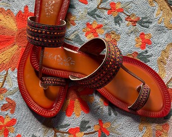Pakistani  Ethnic Ladies Kolhapuri Sandals Boho Footwear  Shoes Size 5 Chapal