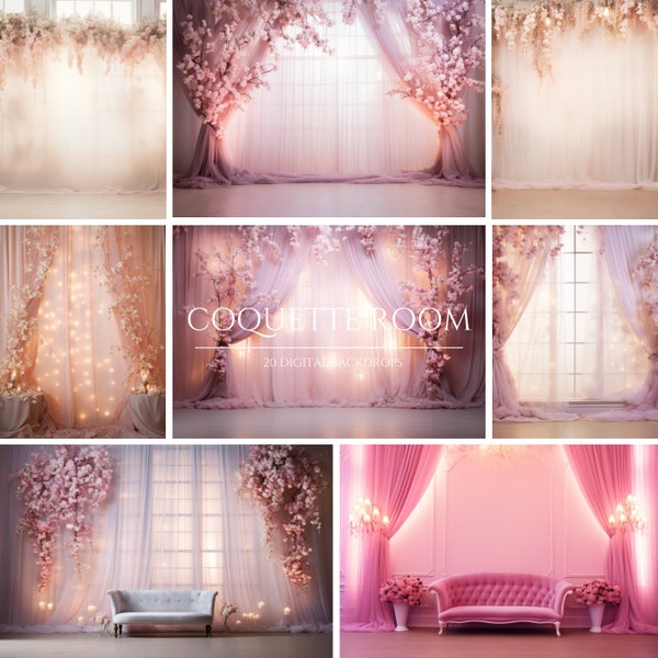 Coquette Room Decor Digital Backdrops, Maternity Backdrop Overlays, Studio Backdrop Overlays, Fine Art Textures, Photoshop Overlays