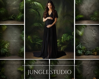 Jungle Studio Portrait Digital Backdrops for Composite Photography, Maternity Backdrop Overlays, Photoshop Overlays