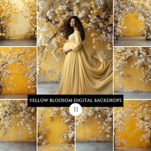 Yellow Blossom Floral Photography Backdrop: Maternity Studio Overlay (Digital Download)