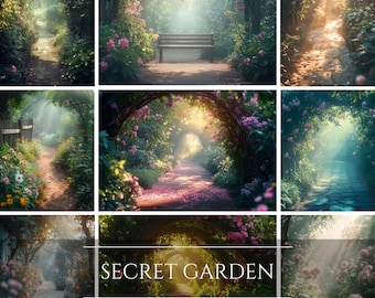 Secret Garden Digital Backdrops Studio Backdrop, Children Photography Digital Background, Photoshop overlays