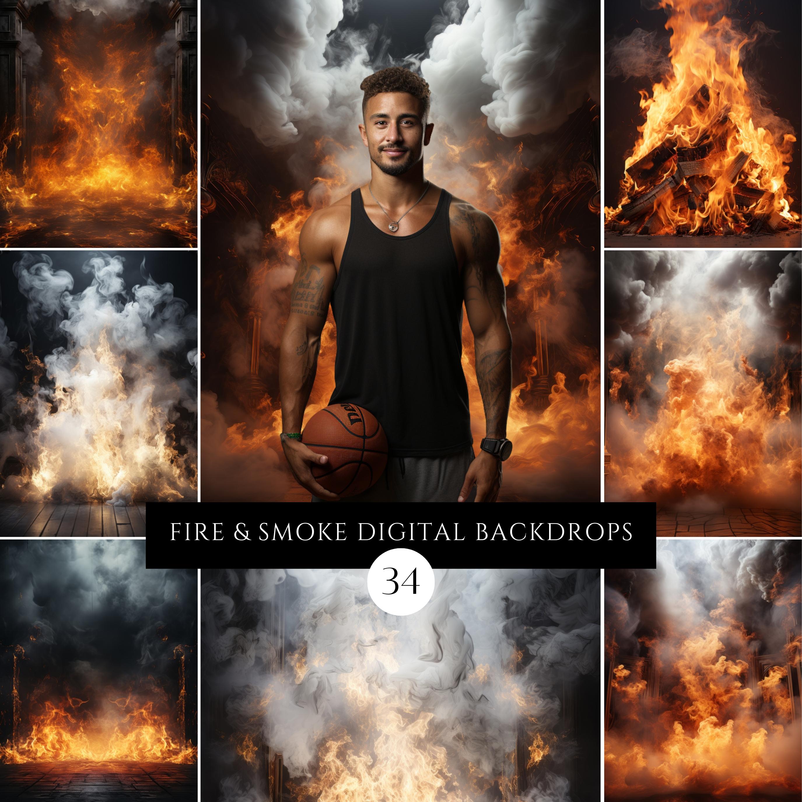 Fire and Smoke Digital Backdrops: Sports Photography Overlays (digital ...