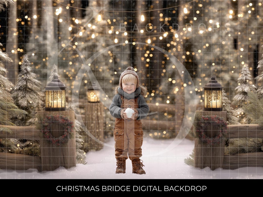 Christmas Winter Bridge Digital Backdrop for Composite Photography ...