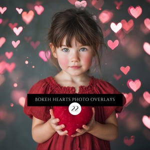 Valentine Bokeh Heart Photo Overlays JPG, Digital Download