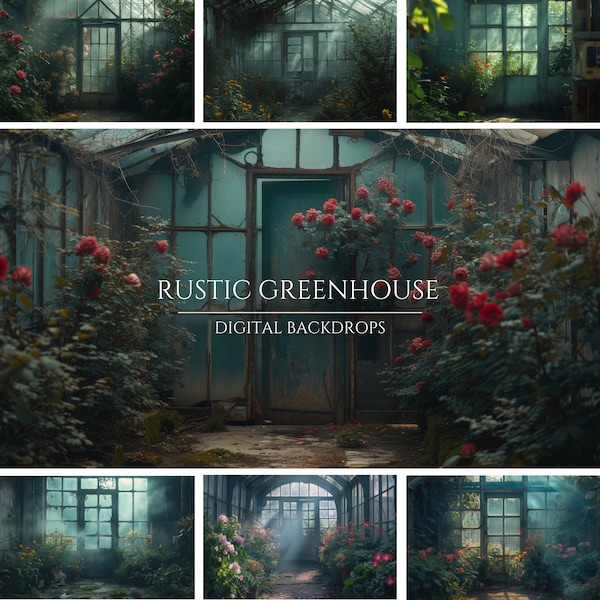 Rustic Greenhouse Digital Backdrops for Composite Photography, Maternity Backdrop Overlays, Photoshop Overlays