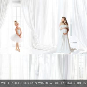 54 White Sheer Curtains Backlit Window Digital Backdrops, Maternity Backdrop Overlays, Photoshop Overlays Background, Digital Photo Prop