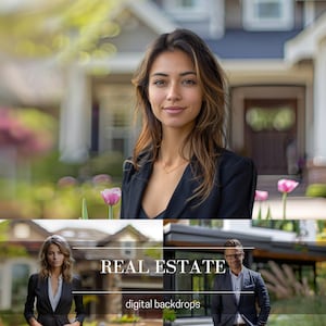Modern House Digital Backdrops for Realtor Headshot Personal Branding Photos Blurred Soft Focus Background Business Portrait Digital Overlay