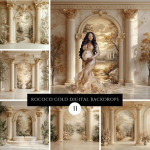 Rococo Gold Columns Maternity Backdrop: Fine Art Photography Overlays (Digital Download)
