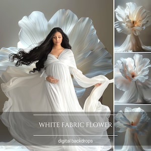 White Floral Maternity Backdrop: Fine Art Photoshop Overlay (Digital Download)