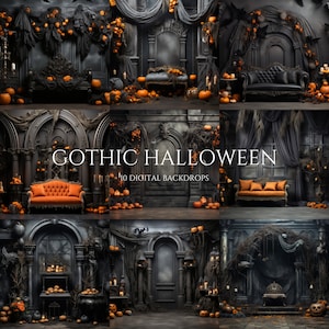 Gothic Halloween Digital Backdrops, Pumpkins Backdrops, Composite Digital Background, Studio Backdrop Autumn
