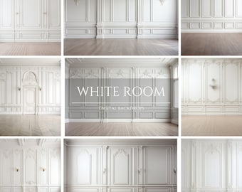 White Paneled Room Digital Backdrops for Composite Photography, Maternity Backdrop Overlays, Studio Backdrop Overlays, Photoshop Overlays