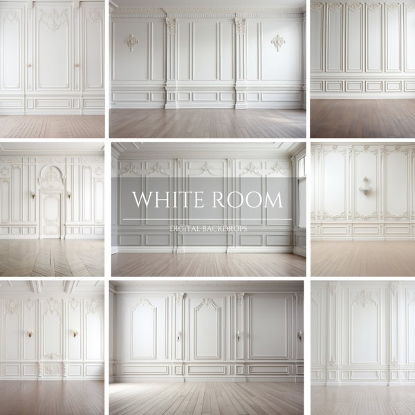 White Paneled Room Digital Backdrops for Composite Photography, Maternity Backdrop Overlays, Studio Backdrop Overlays, Photoshop Overlays