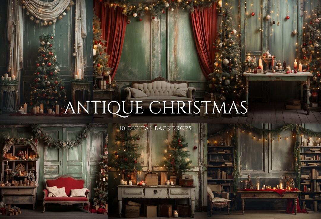 Antique Christmas Digital Backdrops, Photo Studio Backdrops, Bokeh ...