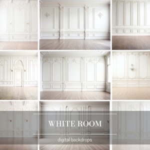 White Paneled Room Digital Backdrops for Composite Photography, Maternity Backdrop Overlays, Studio Backdrop Overlays, Photoshop Overlays