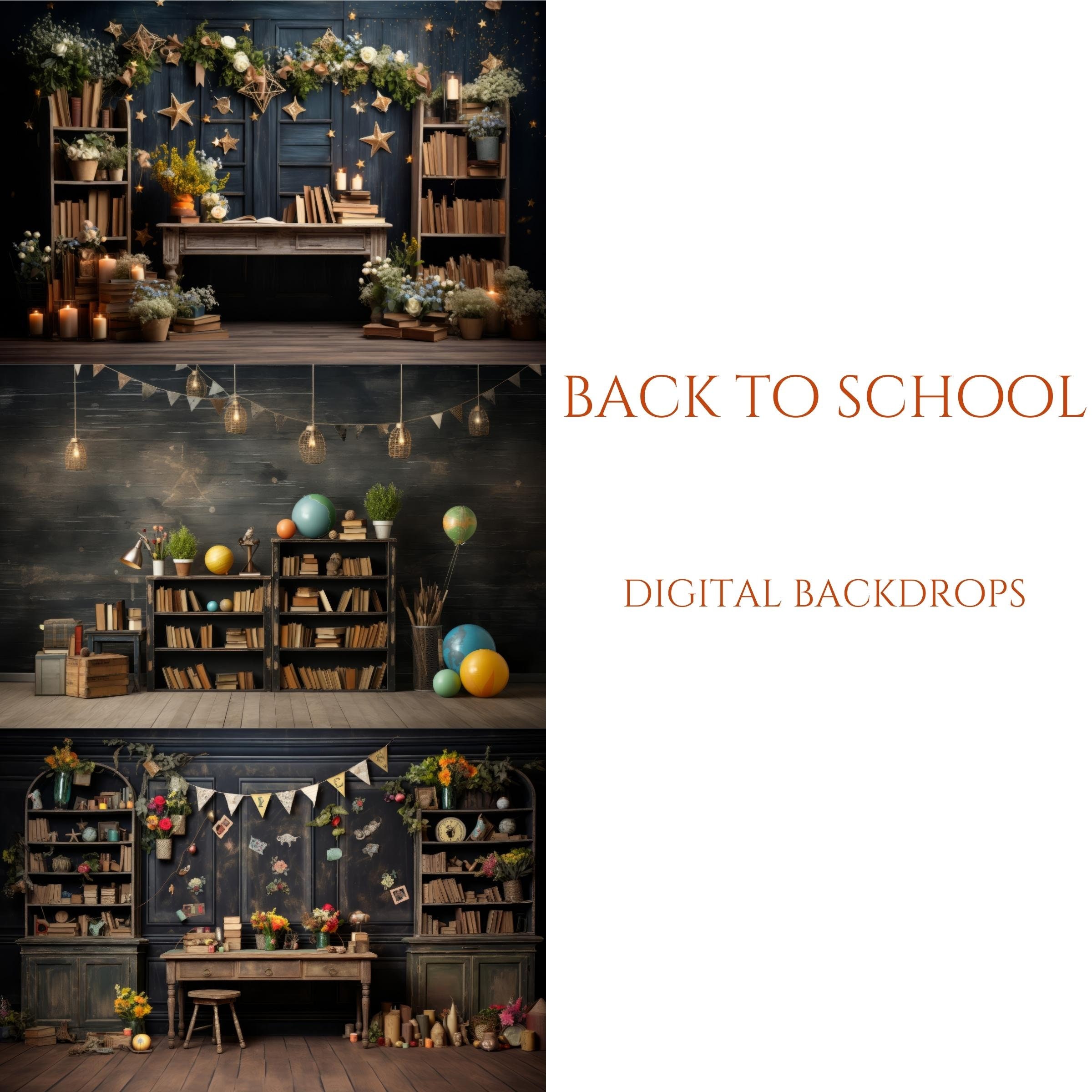 Back to School Digital Backdrops for Composite Photography, Vintage ...