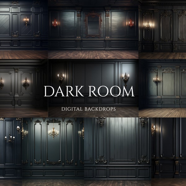 Dark Paneled Room Digital Backdrops for Composite Photography, Maternity Backdrop Overlays, Studio Backdrop Overlays, Photoshop Overlays