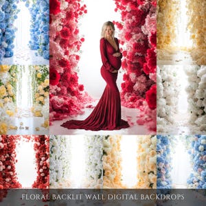 20 Floral Wall Backlit Digital Backdrops for Composite Photography,  Maternity Photoshop Backgrounds, Photoshop Overlays, Photo Editing