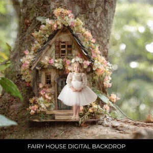 Fairy House Magical Tree Forest Digital Backdrop for Composite Photography Photoshop Background Overlays Digital Photo Prop Instant Download
