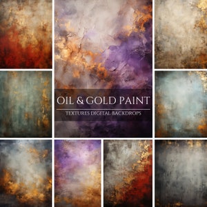 Gold and Oil Paint Digital Backdrops for Composite Photography, Studio Backdrop Overlays, Fine Art Textures