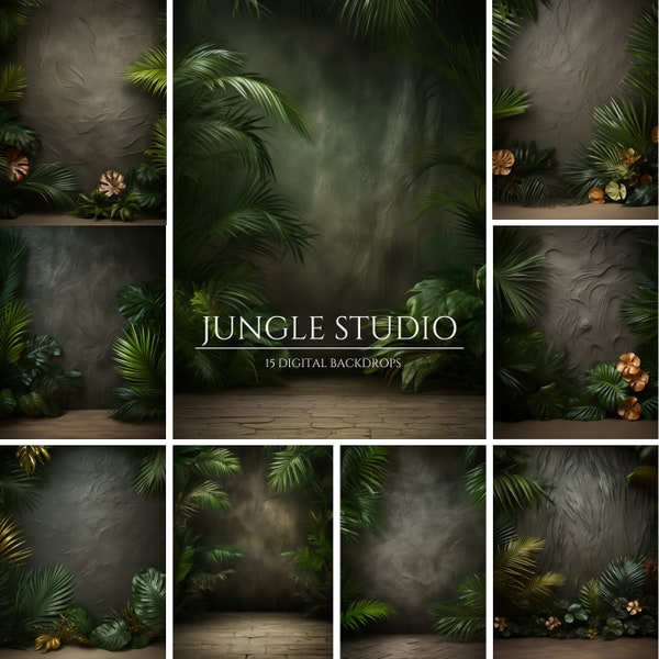 Jungle Studio Portrait Digital Backdrops for Composite Photography, Maternity Backdrop Overlays, Photoshop Overlays