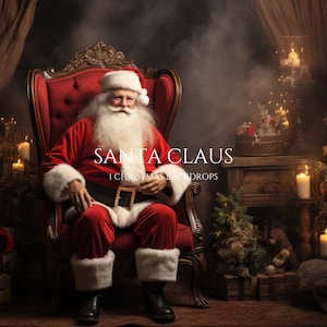 Retro Santa Claus Christmas Digital Backdrop for Composite Photography, Photo Studio Backdrop