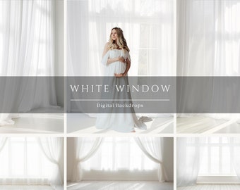 White Backlit Window Digital Backdrops for Composite Photography, Maternity Backdrop Overlays, Studio Backdrop Overlays, Photoshop Overlays