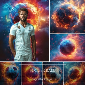 Soccer Ball in Motion Sports Backgrounds, Football Background For Soccer Banner, School Sports, Senior Portrait Photo