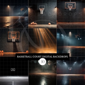 30 Basketball Court Digital Backdrops for Composite Photography, Sports Backgrounds, Player Poster, Basketball Arena