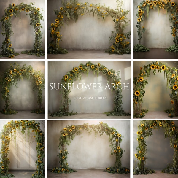 Sunflower Arch Digital Backdrops, Maternity Backdrop Overlays, Studio Backdrop Overlays, Fine Art Textures, Photoshop Overlays