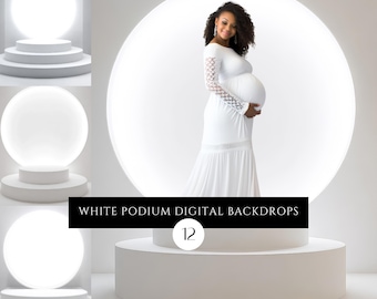 Backlit White Podium Maternity Backdrop Overlays for Composite Photography, Podium Stand, Photoshop Overlays, Fine Art Photo Editing