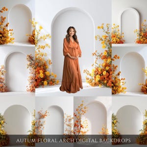 Autumn Floral Arch Digital Backdrops: Photoshop Photography Overlays (JPG Bundle, PDF Link)
