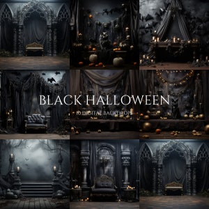 Black Halloween Digital Backdrops, Pumpkins Backdrops, Composite Digital Background, Studio Backdrop Autumn
