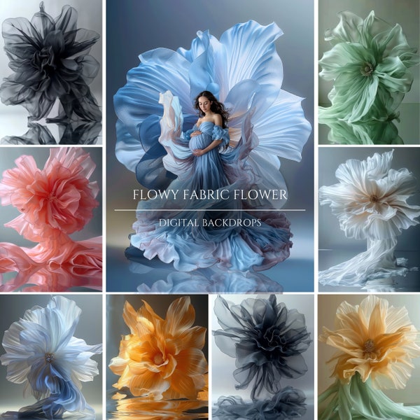 Flowy Fabric Flower Maternity Backdrop Overlays for Composite Photography, Studio Digital backdrops, Fine Art Portrait Edit