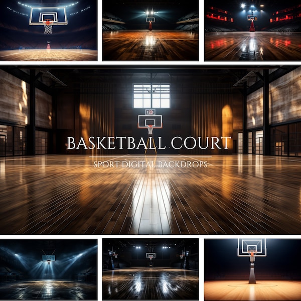 Basketball Court Digital Backdrops for Composite Photography, Sports Backgrounds, Player Poster, Basketball Arena