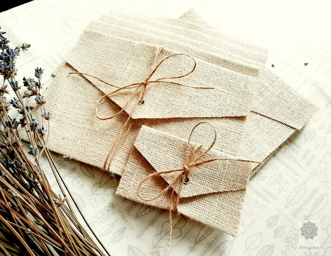 10 Beige Linen Burlap Envelopes 5.5 x 7.5 inches Wedding Gift Etsy
