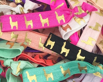 Llama Bulk Hair Ties-Llama Hair-Llama Party-Llama Birthday-Llama Mama-Llama Pajama Hair Ties-Hair Ties-Pony Tail-Hair Elastics-Fold Over