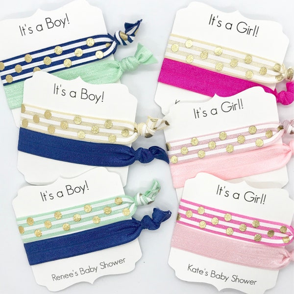 Baby Shower Hair Ties-It's a Girl-It's a Boy-Baby Shower Favor-Shower Favor-Shower Prize-FOE-Elastic Hair Ties-Bridal Shower Pony Tail